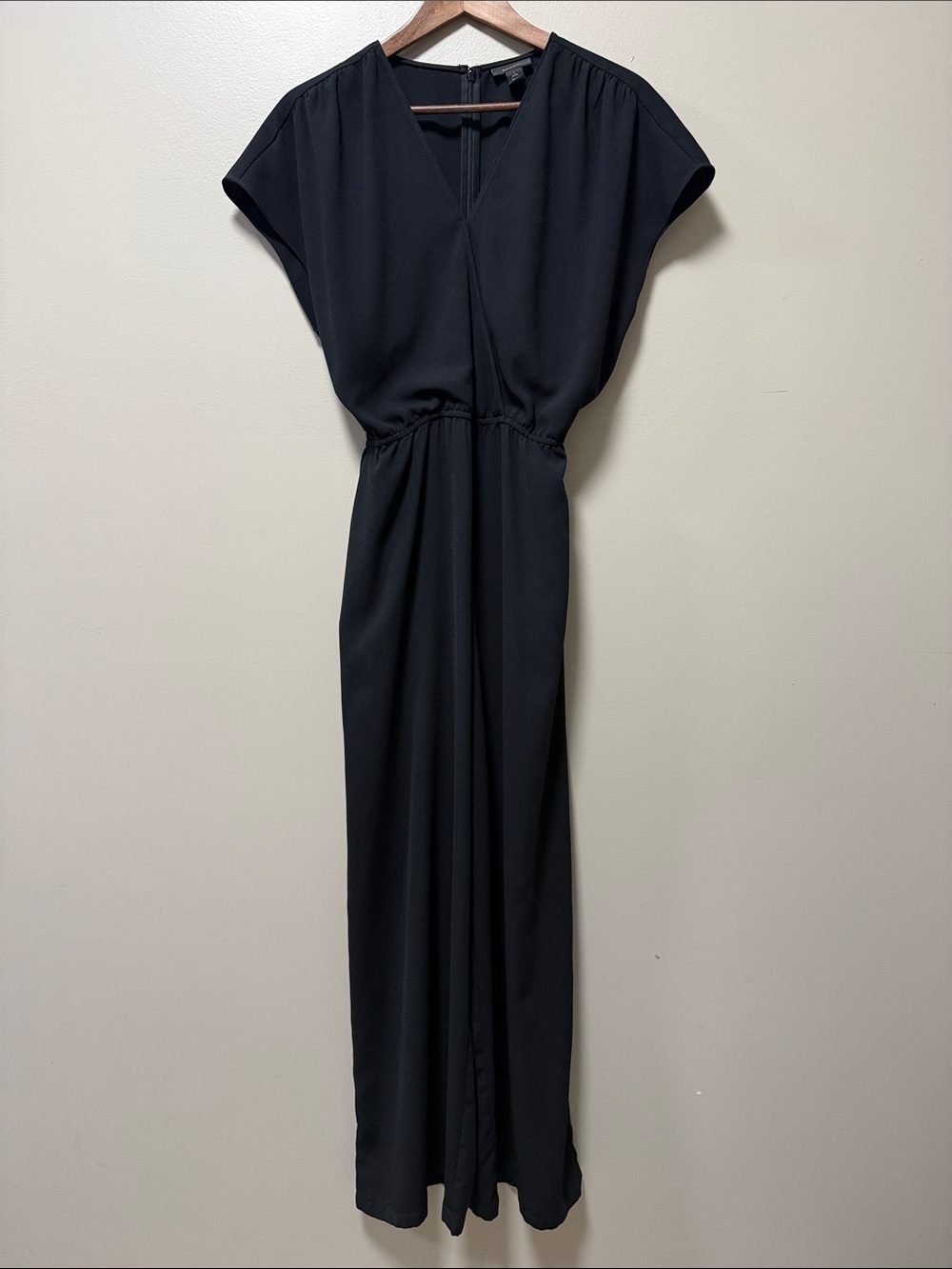 Halogen Black V-Neck Jumpsuit with Elastic Waist